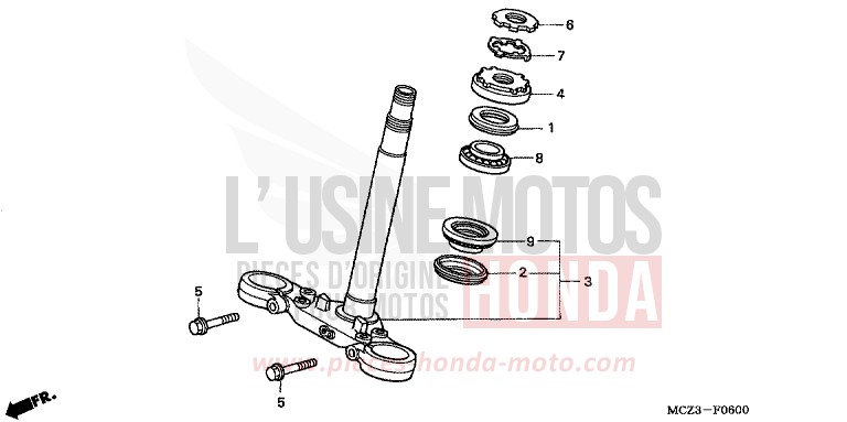 STEERING STEM for Hornet 900 IRON NAIL SILVER METALLIC-U (NH167) from 2002